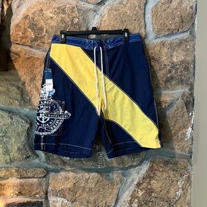 Ralph Lauren Navy and Yellow Board Shorts